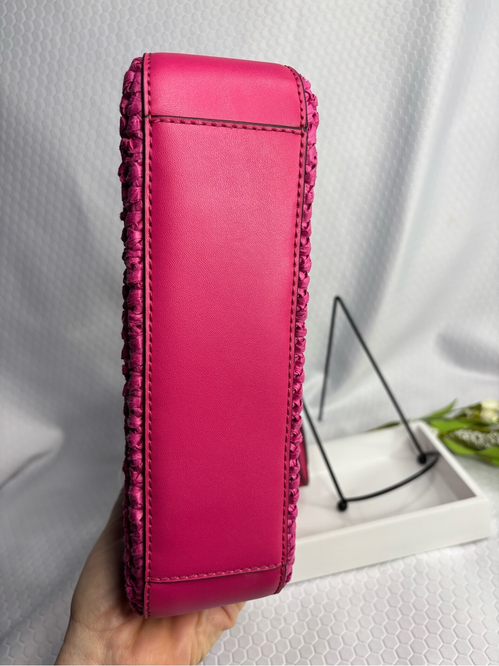 Michael Kors Pink Ombre Woven Crossbody Bag with Pink Leather Accents NWT - Picture 8 of 11